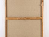 a painting of a wooden frame with a piece of paper taped around it