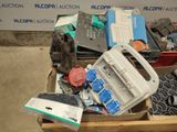 a wooden box filled with assorted items in it