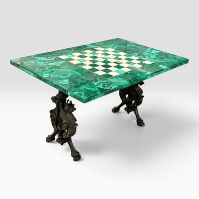 an image of a table with a chess board on top of it