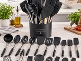 ustensiles de cuisine noirs rangés dans un récipient noir