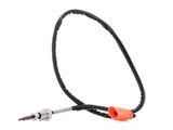 a close up of a black cable with a red handle