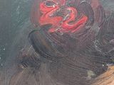 a painting of a red rose on a black background