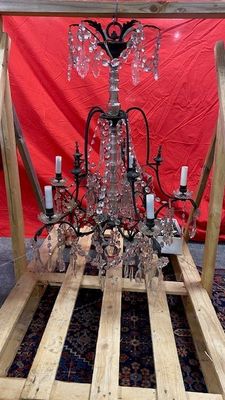 LUSTRE en bronze et laiton à cinq bras de lumière (électrifi…