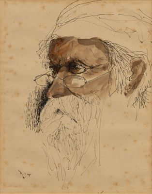 portrait d'un vieil homme à la barbe blanche et au turban blanc