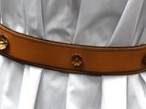 brown leather belt with brass studs on a mannequin mannequin mannequin mannequin mannequin mannequin mannequin manne