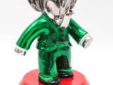 statue of an elephant in a suit with a supreme crown on his head