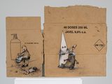 une boîte en carton sur laquelle est dessiné un gnome