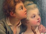 an image of a painting of a boy and a girl playing a flute