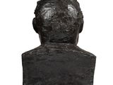 sculpture of a man ' s head on a white background