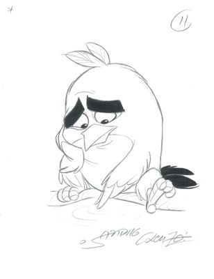 une image représentant un dessin d'un oiseau de bande dessinée à l'air triste