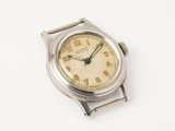 an image of a silver wrist watch on a white surface