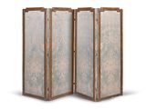 three paneled room divider with a floral design on it