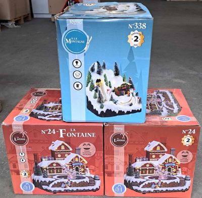 41 / Lot de 3 scènes de village de Noël - FÉÉRIC - Ave…