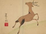 a picture of a deer that is jumping in the air
