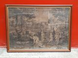 framed picture of a painting of a group of people in a wooded setting