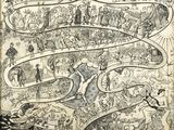 an old book with a drawing of a map of the world