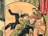 an old french poster of a man and a woman in formal attire