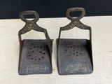 pair of antique cast iron iron ironing ironing tools