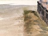 a watercolor painting of a man and a woman on a boat