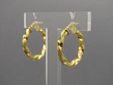 a close up of a pair of gold hoop earrings