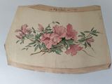 a piece of paper with a painting of pink flowers on it