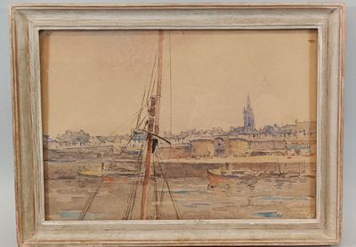 une image d'un tableau représentant un bateau dans l'eau
