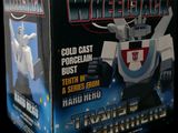 toy box for a toy figure of a robot with a shield on it