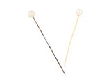 pair of pearl and metal pins on a white background