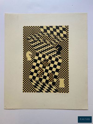 une image représentant un motif en damier noir et blanc sur une feuille de papier