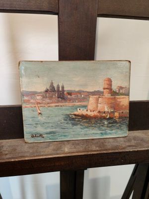 la photo d'une photo d'une ville prise depuis un banc