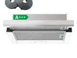 an image of a white exhaust hood with a green sign above it