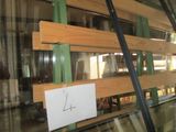 a sign on the window of a building that says 4