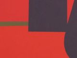 abstract painting of a red and black square and a black square on a red background