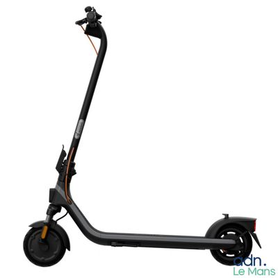 an electric scooter with a black seat and wheels on a white background