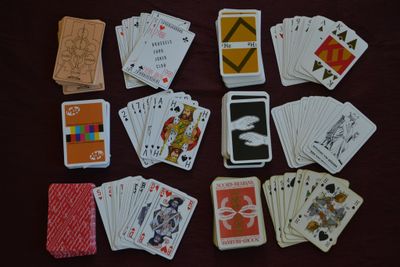 Lot de six jeux de 52/52, Réclame ou Publicitaire, boite cri…