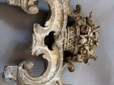 pair of antique carved wood wall sconces with flowers and leaves