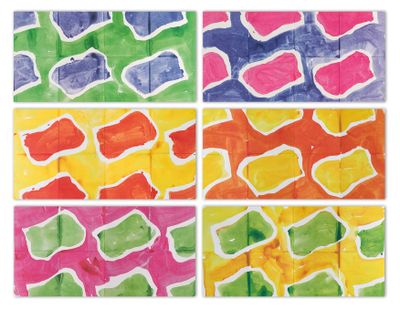 a set of four watercolor paintings of different shapes and sizes
