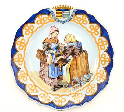 an image of a plate with a picture of a man and a woman
