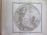 an old book with a drawing of the moon on it