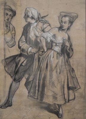 dessin d'un homme et d'une femme debout l'un à côté de l'autre