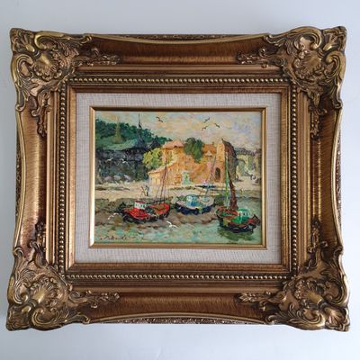 Pierre BOUDET (1925-2010) : ''Honfleur, coup de soleil sur la Lieutena - Photo 1