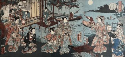 a painting of a group of people in a room