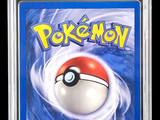 the card is in a clear plastic case with a pokemon logo on it