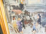 un tableau représentant une foule de gens marchant dans la rue
