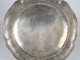 silver plate with scalloped edge and raised edge