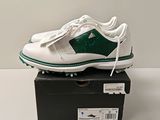 Chaussures de golf Nike avec des rayures vertes et blanches, présentées dans une boîte