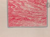 a red and white drawing of a square on a piece of paper