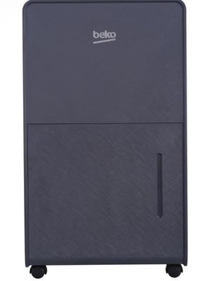 a black portable air conditioner with wheels on a white background