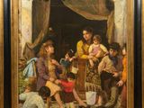 a painting of a group of people sitting around a table
