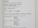 a menu for a restaurant with a picture of a clock on the wall